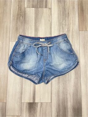 Roxy Y2K Denim-Style Drawstring Women’s Shorts with pockets size small
